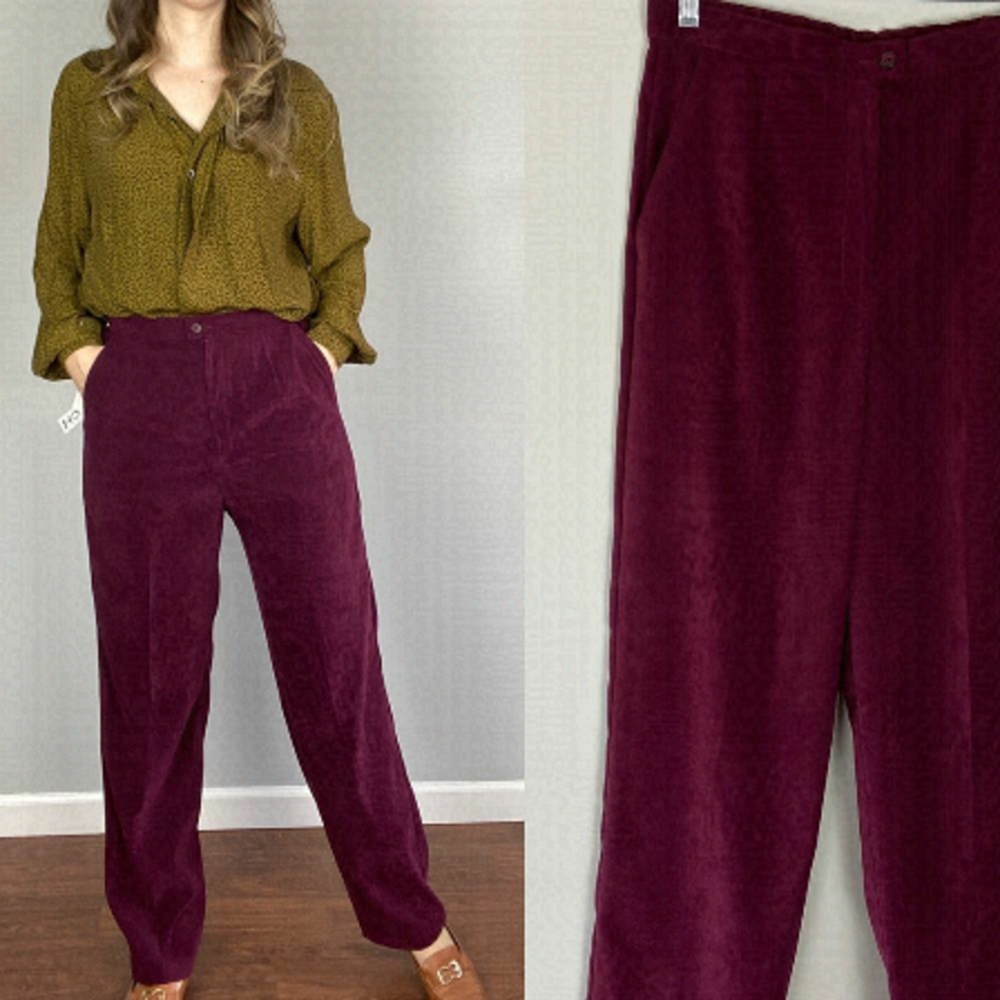 VINTAGE dead stock high waisted burgundy trousers pants